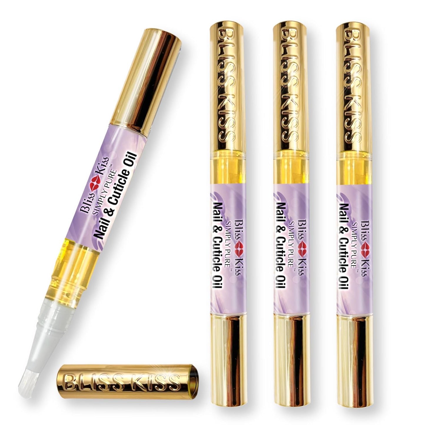 Crisp Fragrance Nail Oil Cuticle Pens - Vitamin E & Jojoba Nail Strengthener for Brittle Nails | 4-Pack