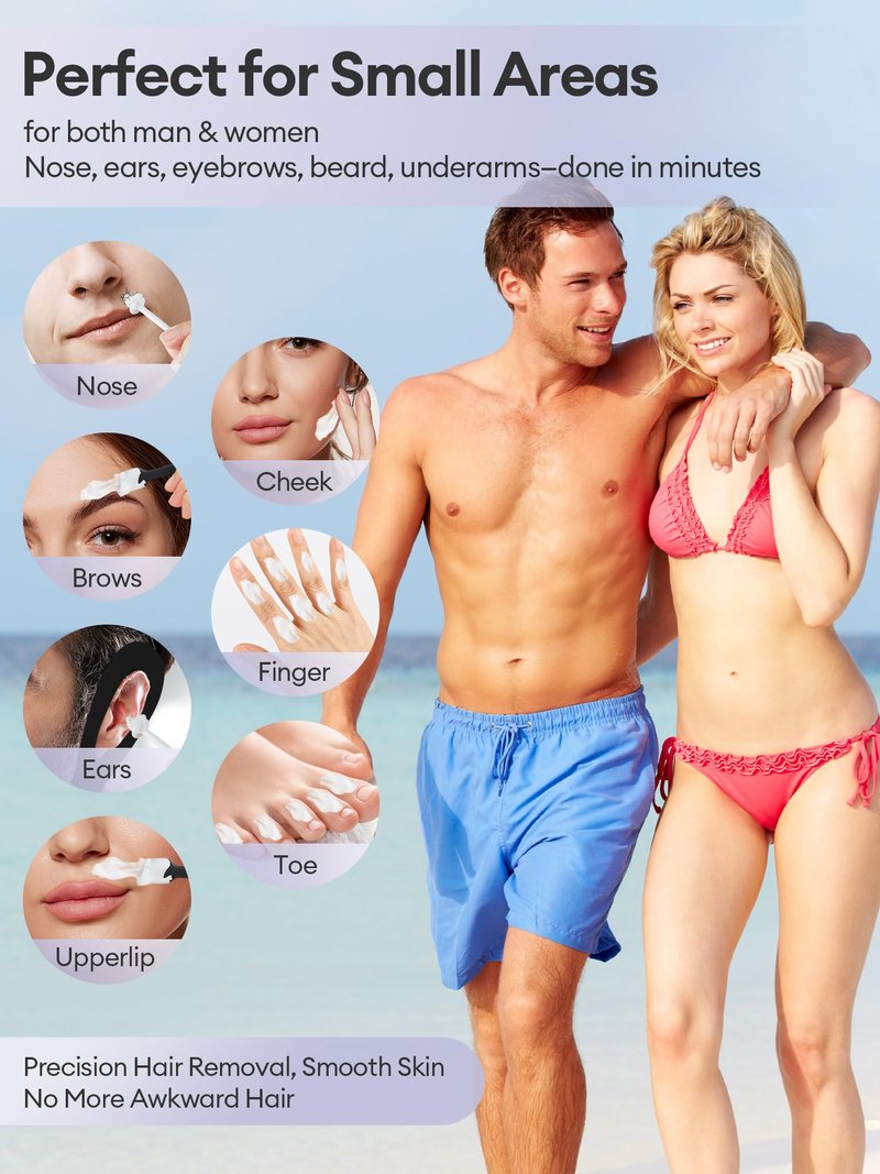 Mini Nose Wax Kit For Men&Women,Electric Nose Ear Eyebrow Small Area Hair Removal,40g Bigger Capacity with 100g Wax,10 Applicators