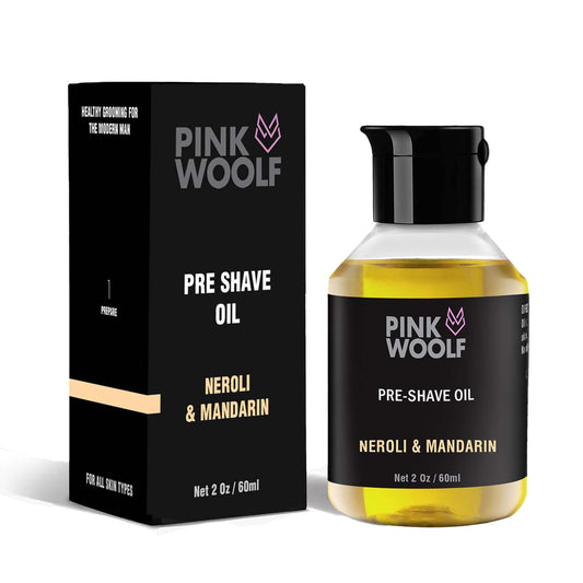Pink Woolf Pre-Shave Oil for Men | Neroli & Mandarin Essential Oils | Softens Beard, Prepares Skin for Smooth Shave | Prevents Razor Burn | Suitable for All Skin Types | 2 Fl Oz | Pack of 1