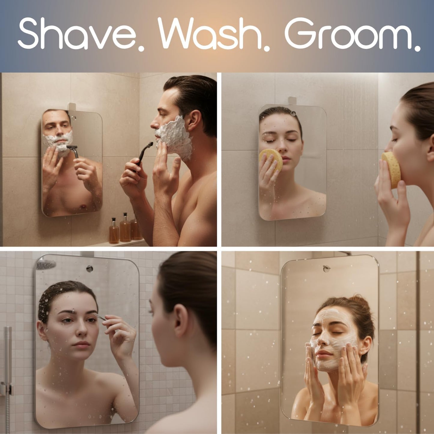 Fogless Shower Mirror for Shaving & Face Washing - Anti-Fog Design | Perfect for Men & Women