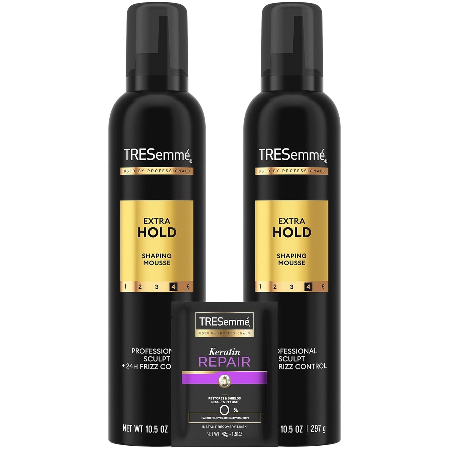 TRESemmé Extra Hold Shaping Mousse 2-Pack | Moisturizing Hair Sculpting with 24H Frizz Control + Keratin Mask