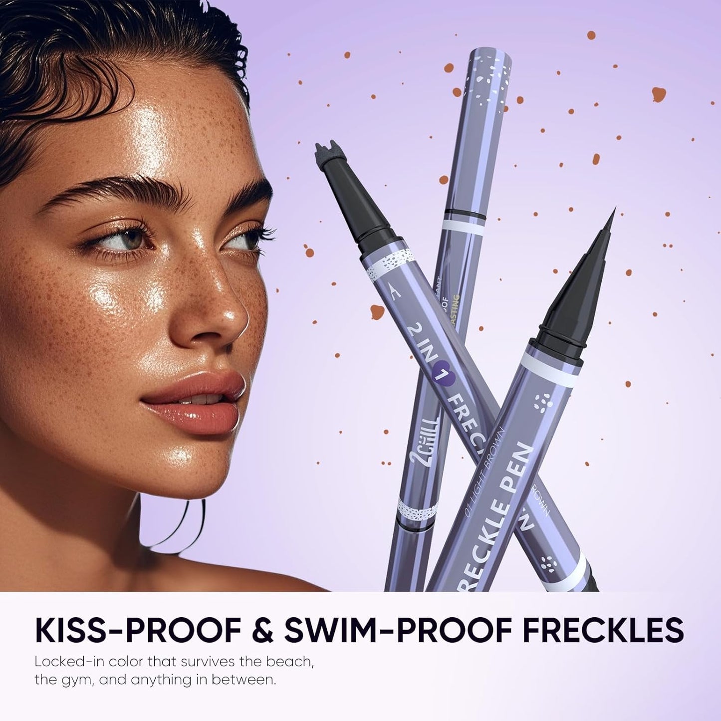 Dual Ended Freckle Pen - 2 in 1 Microblading & Eyebrow Makeup | Waterproof Natural Faux Freckles (02 Brown)