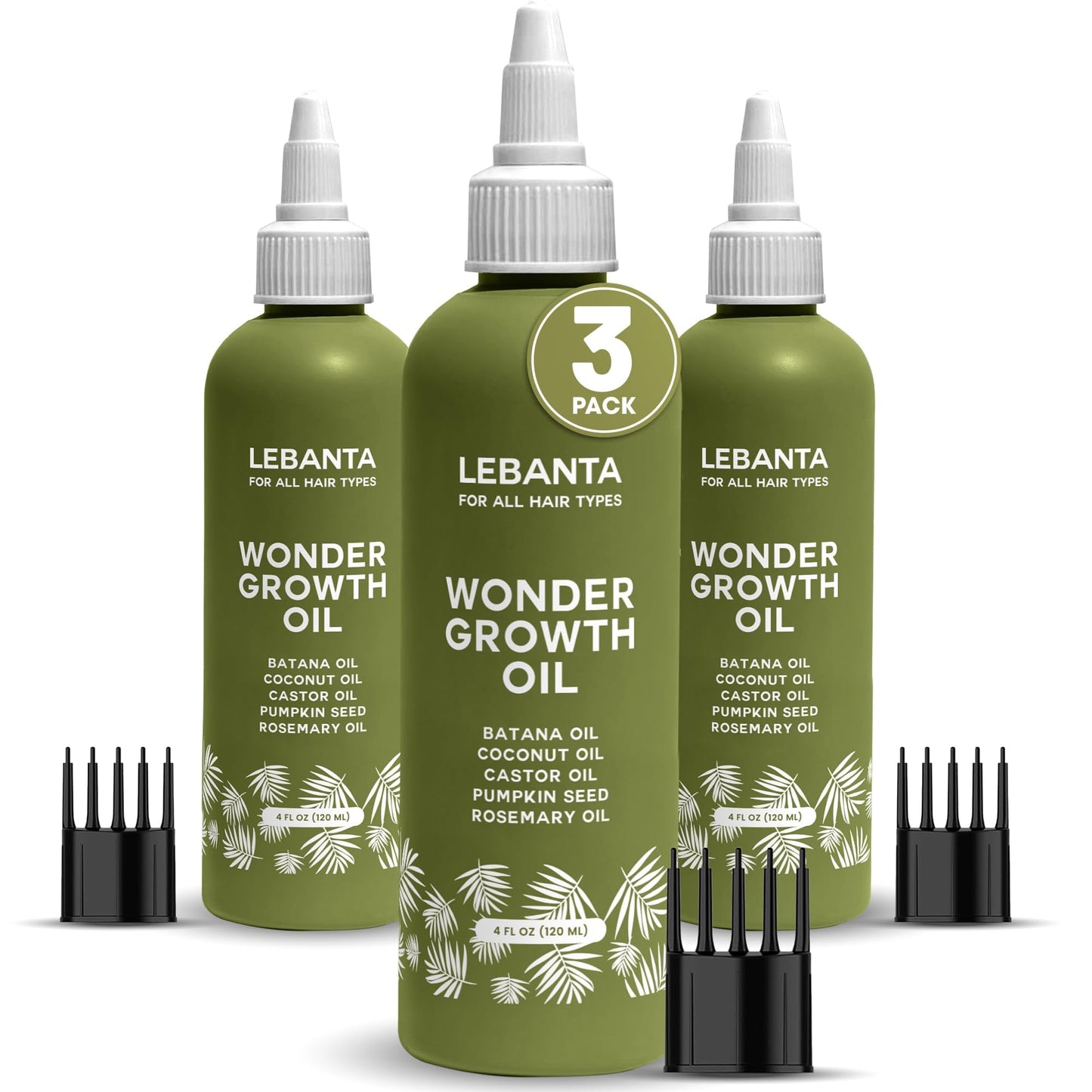 Lebanta Batana Oil For Hair - 100% Pure, Raw & Natural Blend With Organic Castor, Pumpkin Seed, Coconut and Rosemary Oil - Thicker, Stronger Looking Hair For Men & Women Scalp - 4 FL OZ (3 Pack)