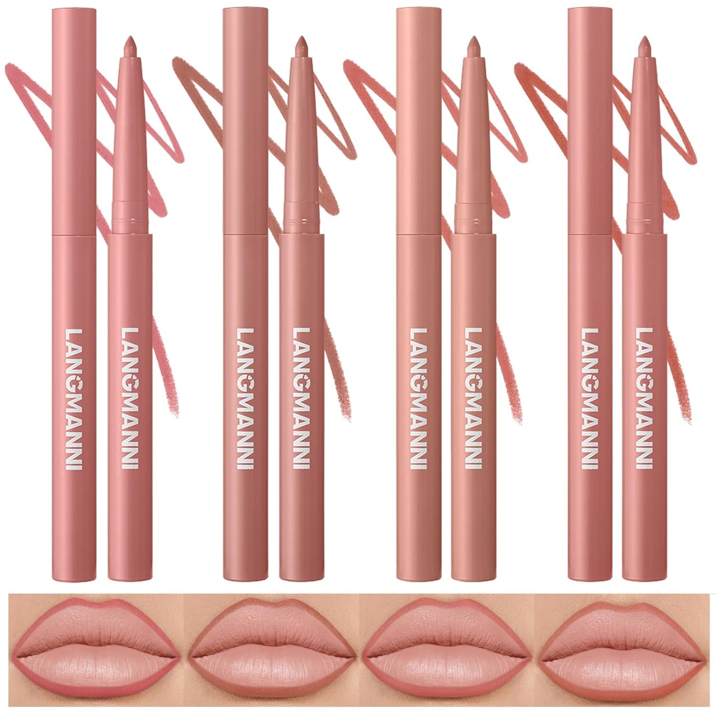 LANGMANNI 12-Color Matte Velvet Lip Liner Set | Smooth, Waterproof & Highly Pigmented for Daily Makeup