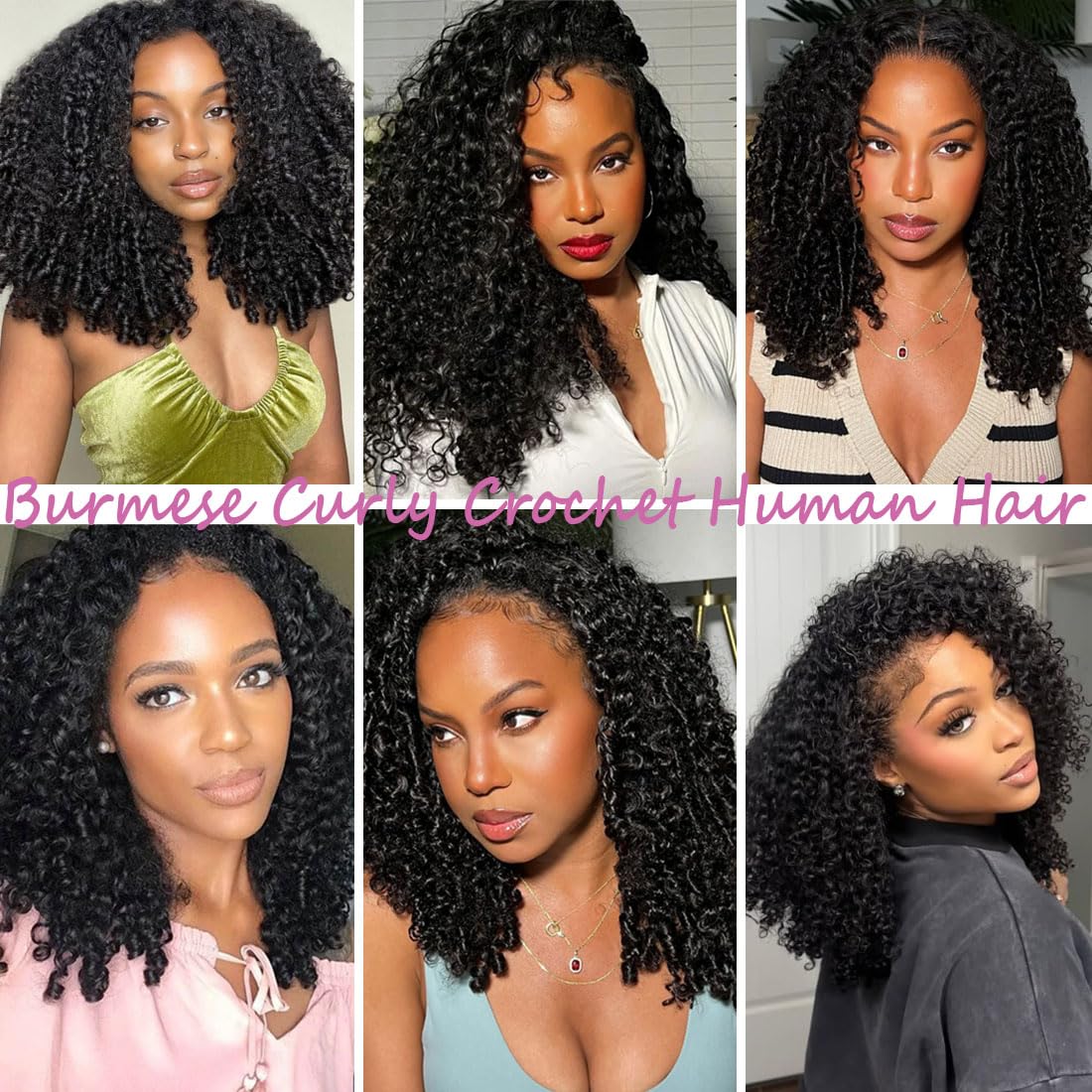 Burmese Curly Crochet Hair - 20 Inch 60g Knotless Pre-Separated Bundles | Invisible Miracle Knots, Reusable Virgin Hair Extensions