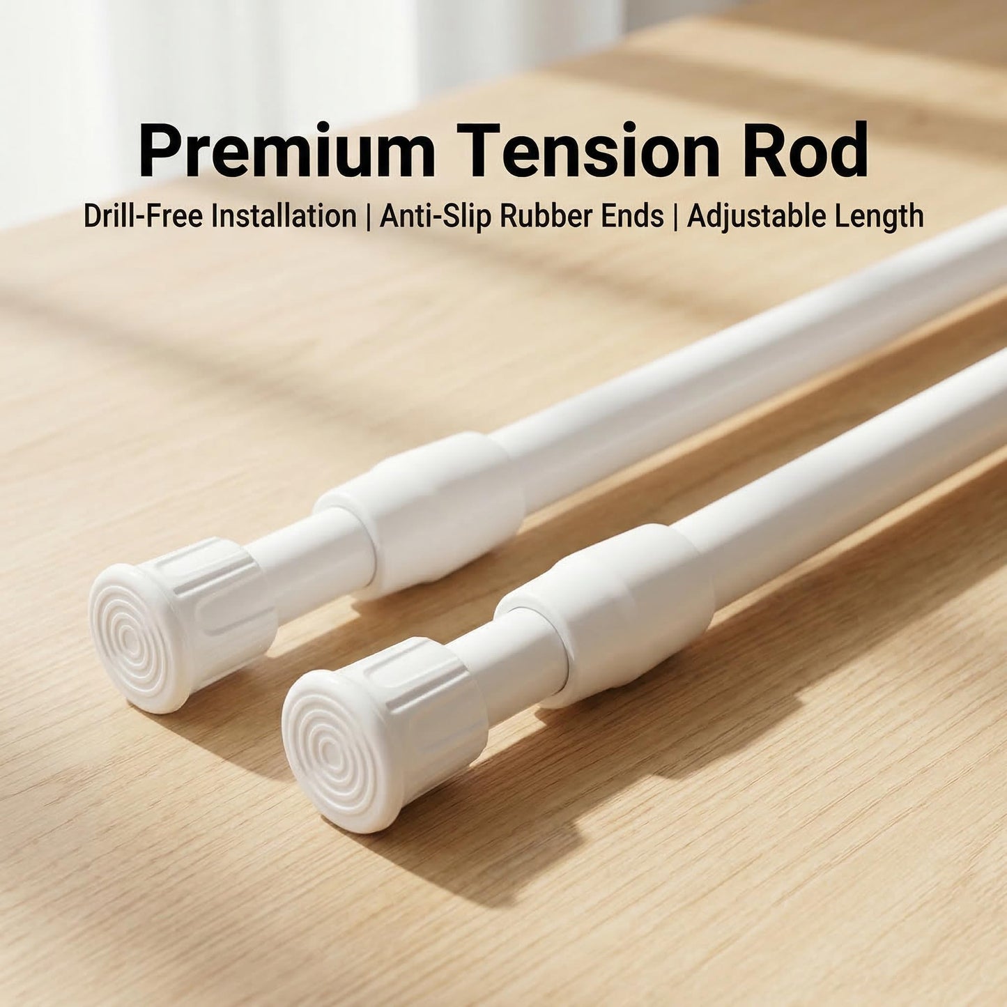 Tension Curtain Rod, 12-20 Inch 30-50cm White 0.5 Inch Diameter Renter Friendly Closet Tension Rod, Expandable Drill Free Adjustable Hanger Rail Hanging Clothes For Windows Bathroom DIY