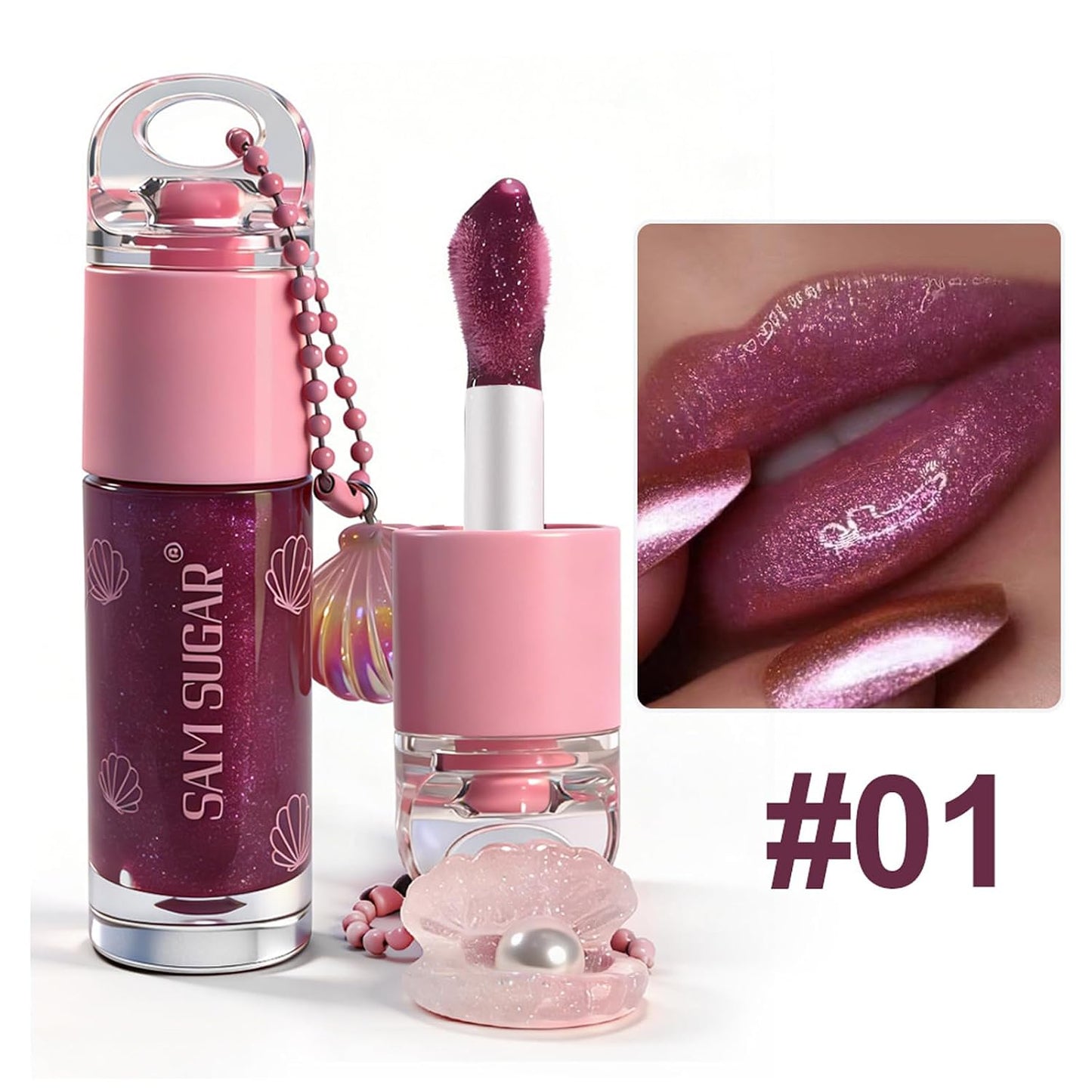 Shimmery Lip Gloss - Glitter Moisturizing Lipstick for Hydration | Non-Sticky, Vegan, 3 Colors Available
