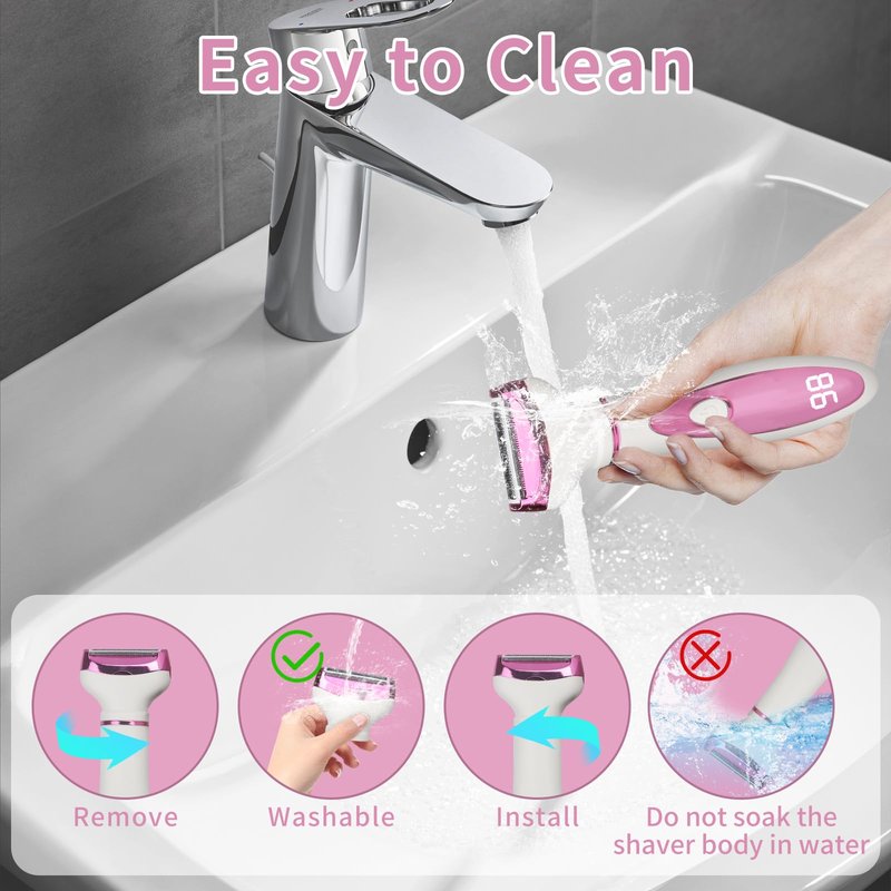 Beanify Wet & Dry Electric Razor for Women Men,4 in 1 Rechargeable Led Display Electric Shaver and Facial Hair Remover,Painless Ladies Body Razors for Nose Face Body Leg Bikini Arm Hair (Purple)
