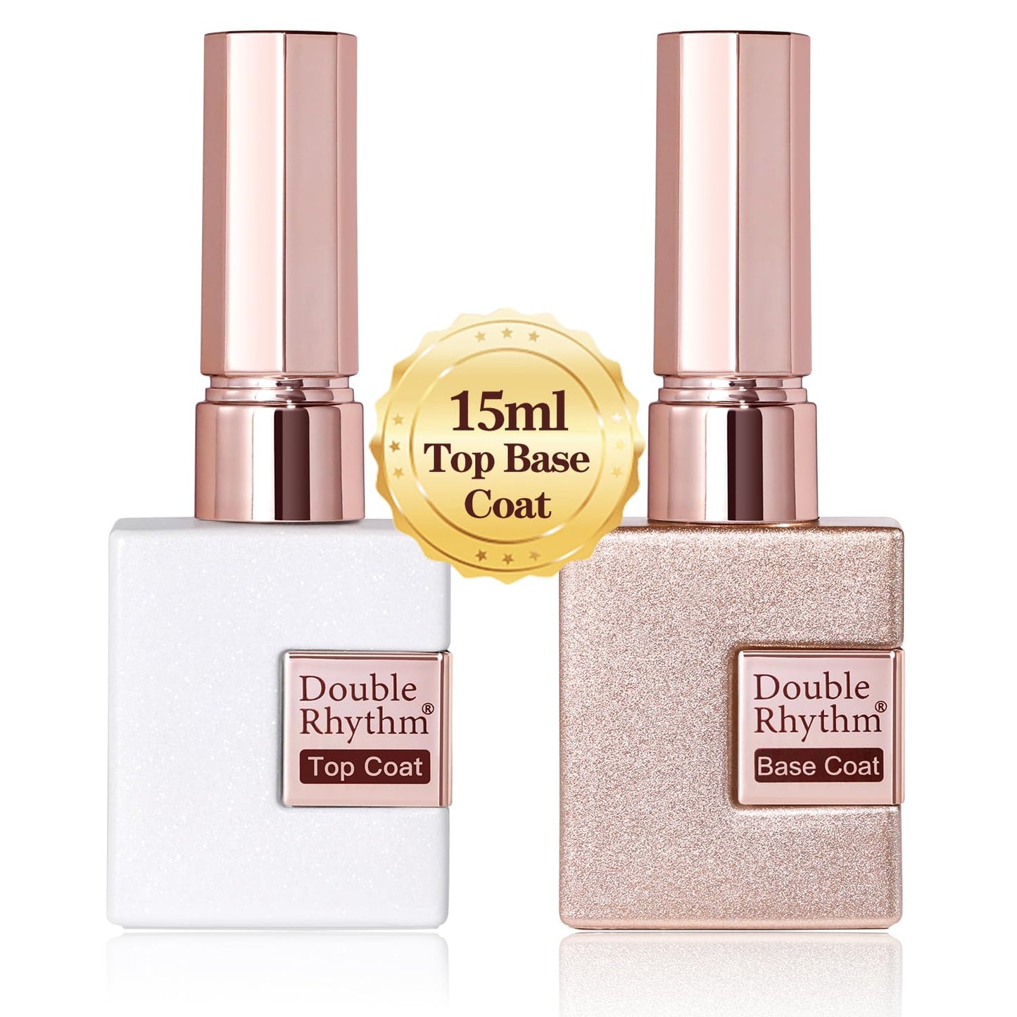 15ML No Wipe Gel Top Coat & Base Coat Set - Clear Glossy Finish | 2 Pcs