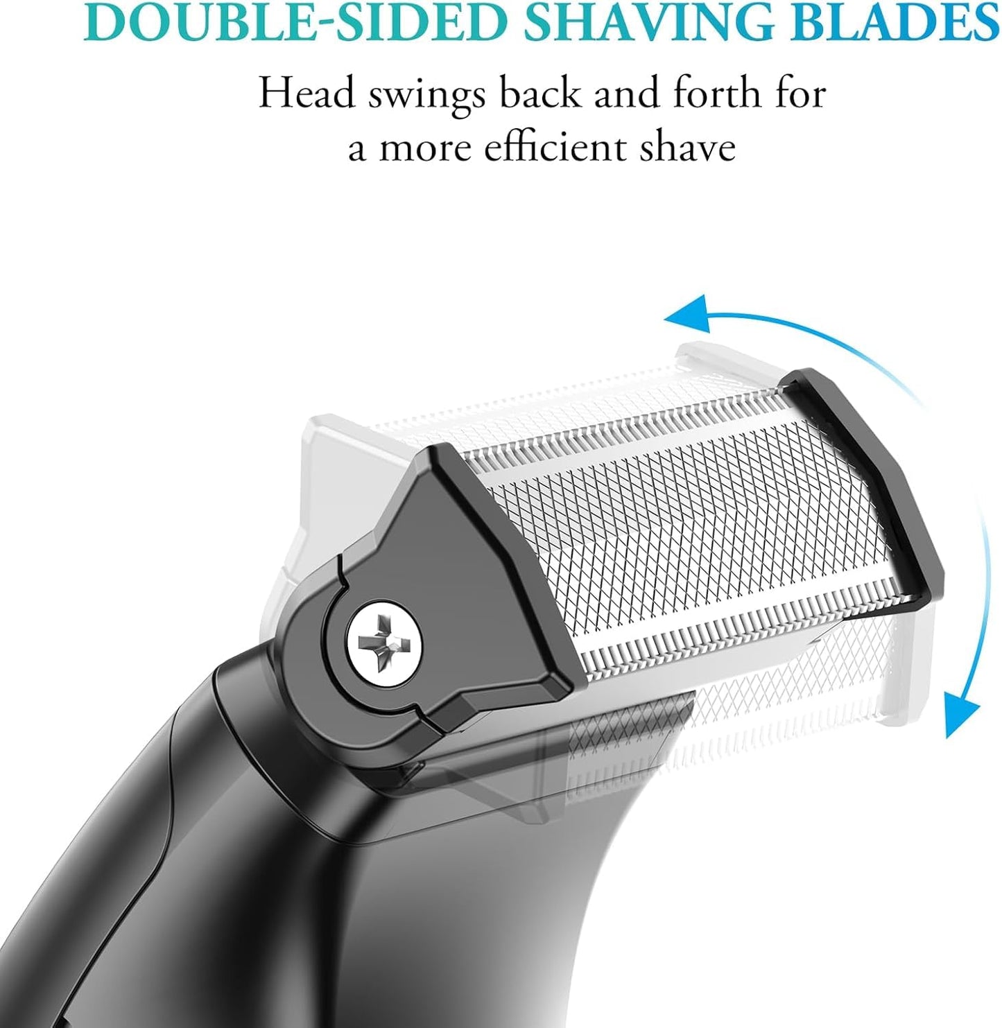 Body Hair Trimmer for Men - 2 in 1 Dual-Head Mens Beard Trimmer with Nose Hair Trimmers for Beard Armpit Groin Pubic Ball Shavers IPX6 Waterproof Travel Lock Rechargeable Body Shavers for Men Gift