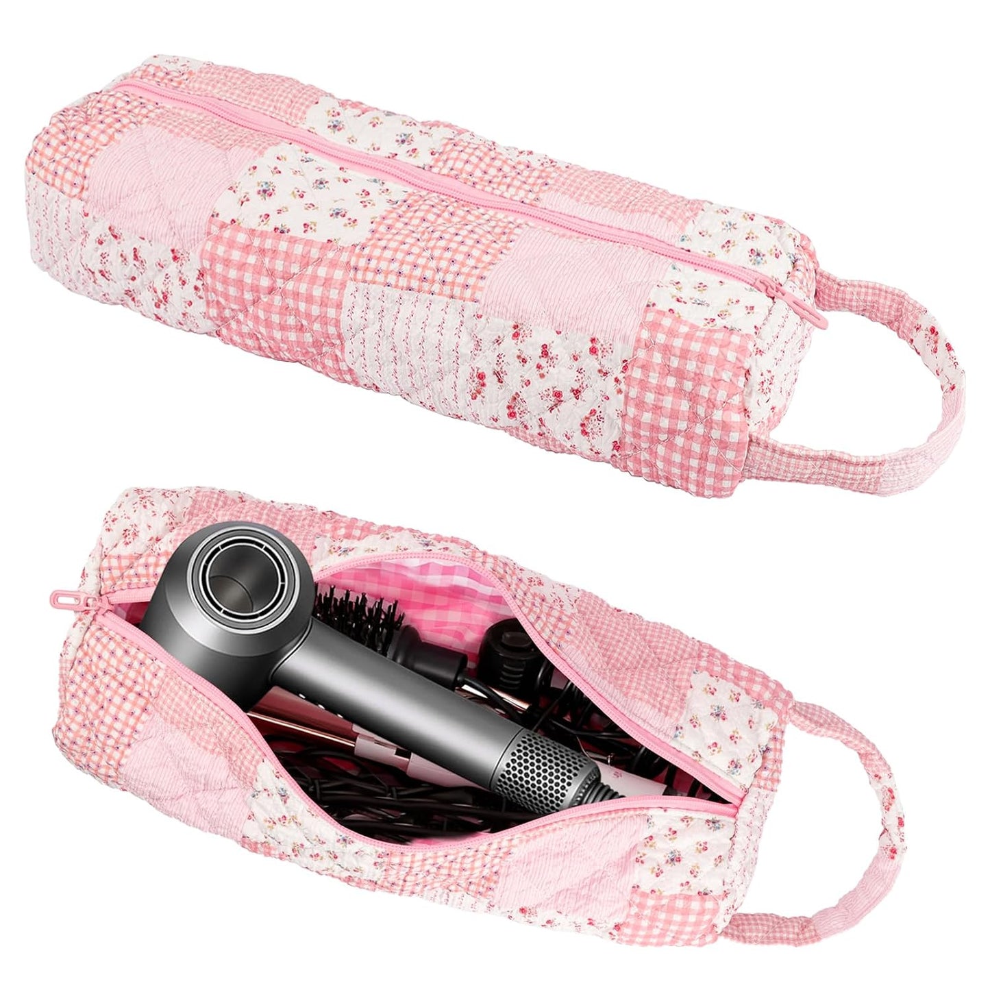 Hair Tools Travel Bag - Compact Case for Dyson Airwrap & Shark Flexstyle | 14" Portable Organizer in Blue Flower