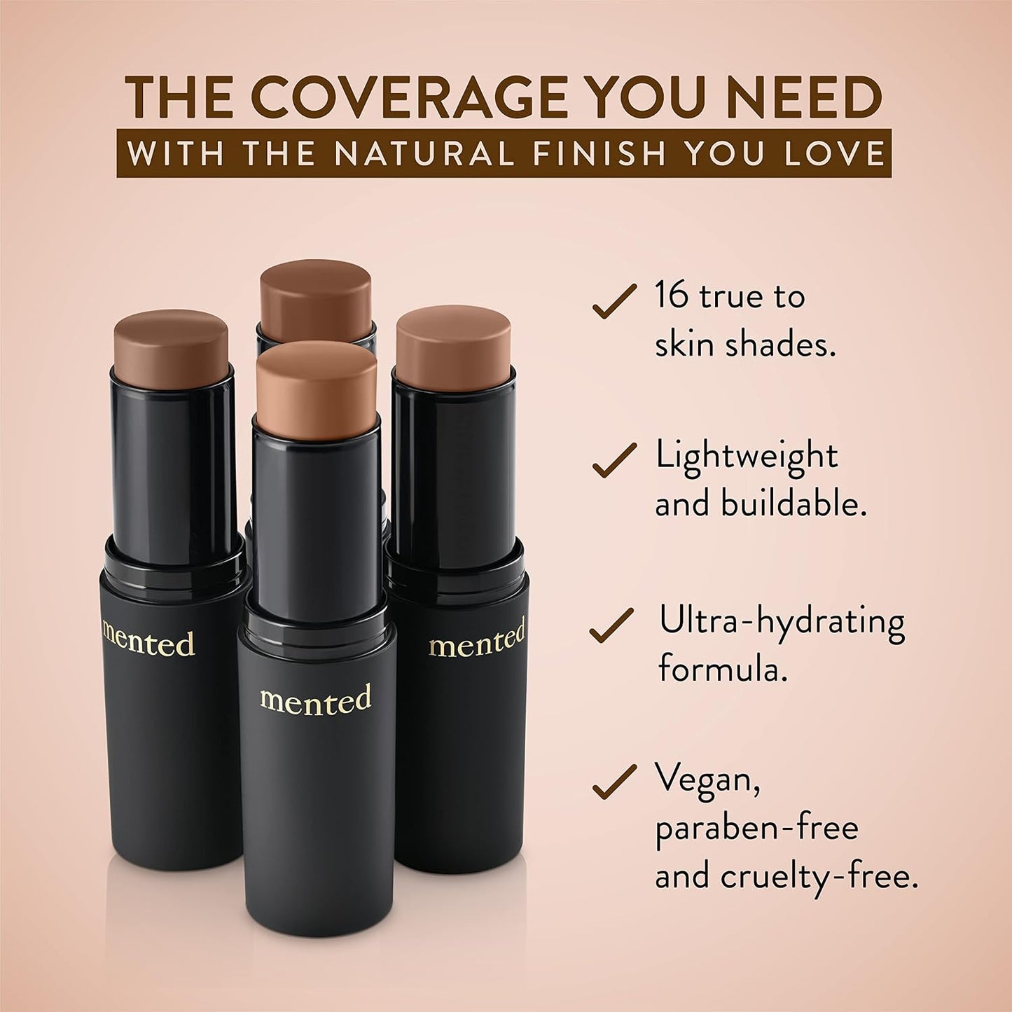 Mented Cosmetics Stick Foundation - Vegan Cream Makeup for Dark Skin | Concealer & Contour Stick D10