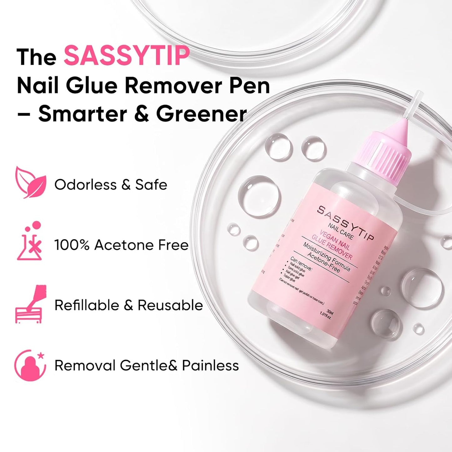 Nail Glue Remover | Acetone-Free Gentle Formula for Press-On & Acrylic Nails - 30ml