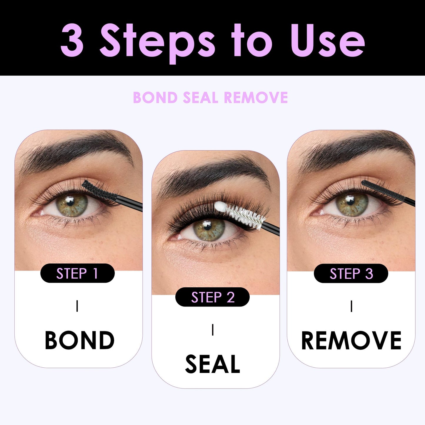 GAQQI Lash Bond and Seal and Remover, Waterproof Lash Clusters Glue Easy to Use 3 in 1 Strong Hold DIY Eyelash Adhesive Kit, Qucik Removal Eyelash Remover, 2 Pcs