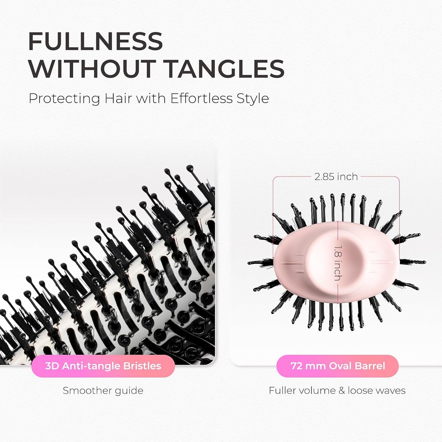 Tymo Hair Dryer Brush - 4-in-1 Ionic Volumizer & Hot Air Straightener | Pink, 2.85 Inch Oval Barrel