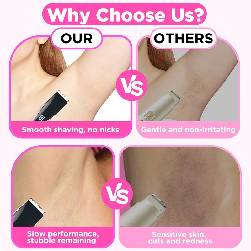 Bikini Trimmer for Women 2-in-1 High Power Epilators Hair Removal Waterproof Electric Razors Women's Electric Razor Pubic Hair Trimmer Shaver for Women for Ladies Pubic, Face, Underarms, Legs