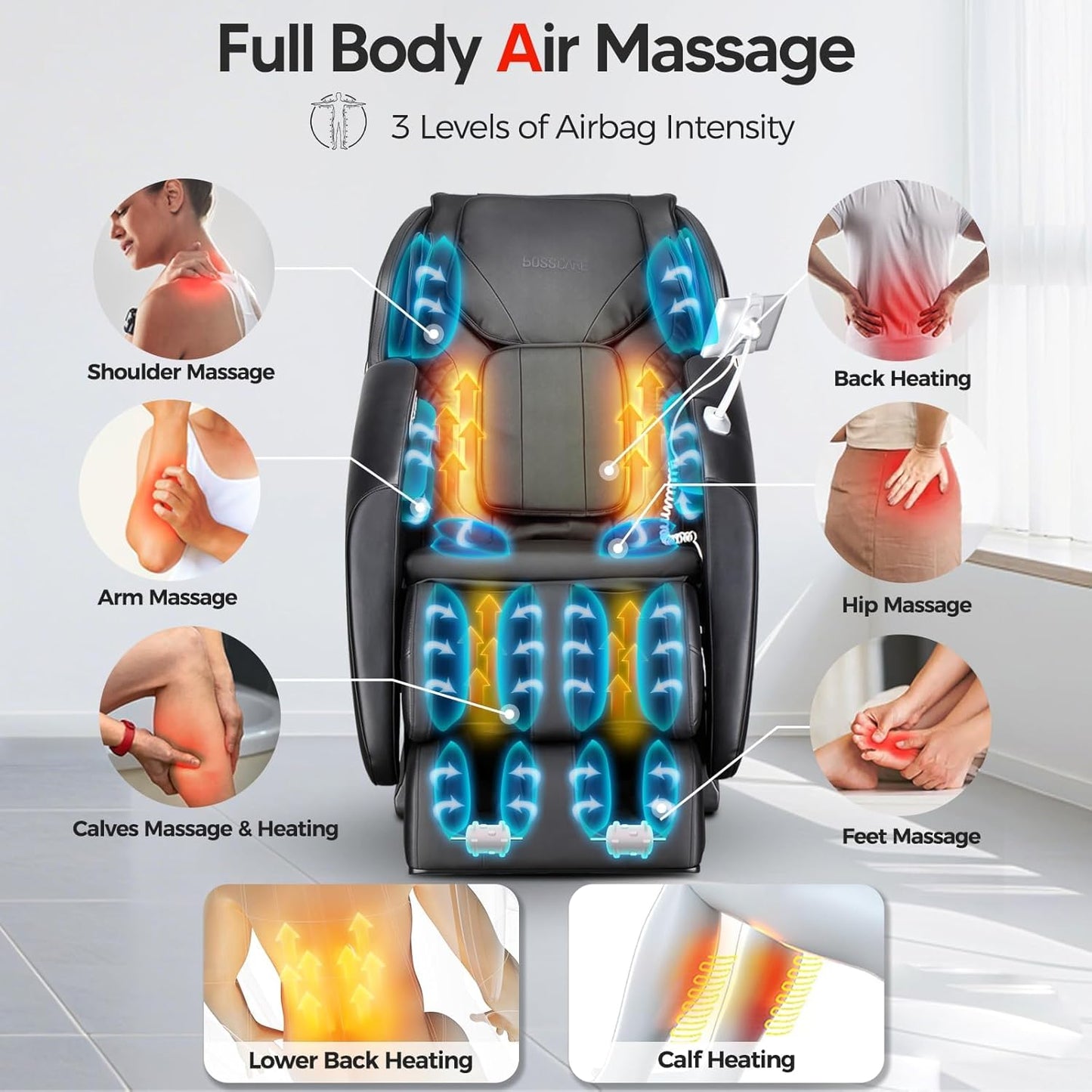 Full Body Shiatsu Massage Chair - AI Control, Zero Gravity, Heated | Bluetooth Speaker, Foot Roller, Relaxing Recliner