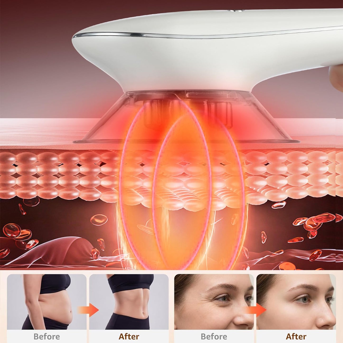 LWPFSD 3-in-1 Body Sculpting Machine with Heat & Red Light, Rechargeable Cellulite Massager Tool for Belly, Arms, Legs & Thighs, Body Sculptor with Lymphatic Drainage Massage for Daily Body Care