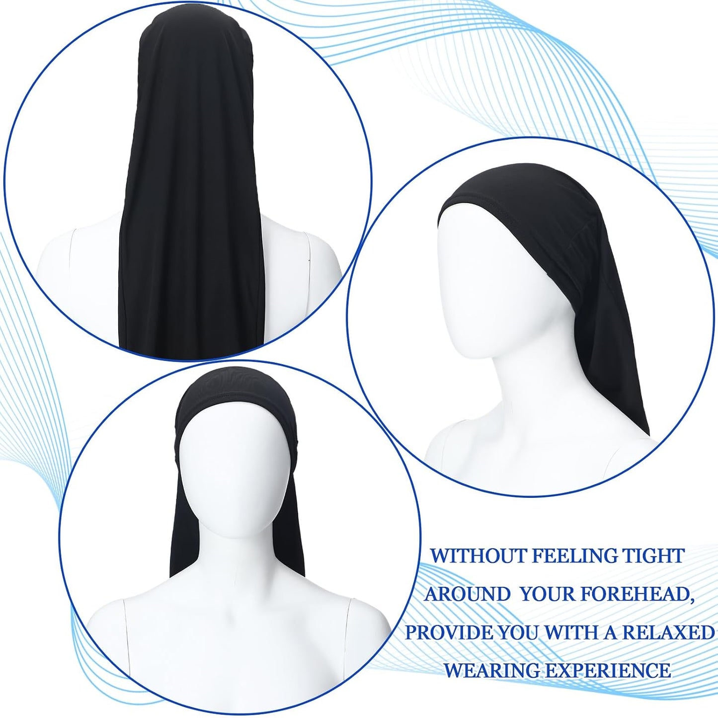 Jumbo Dreadlock Cap - 2 Pcs Hair Wraps for Men & Women | 37-Inch Black & Gray Sleeping Accessories