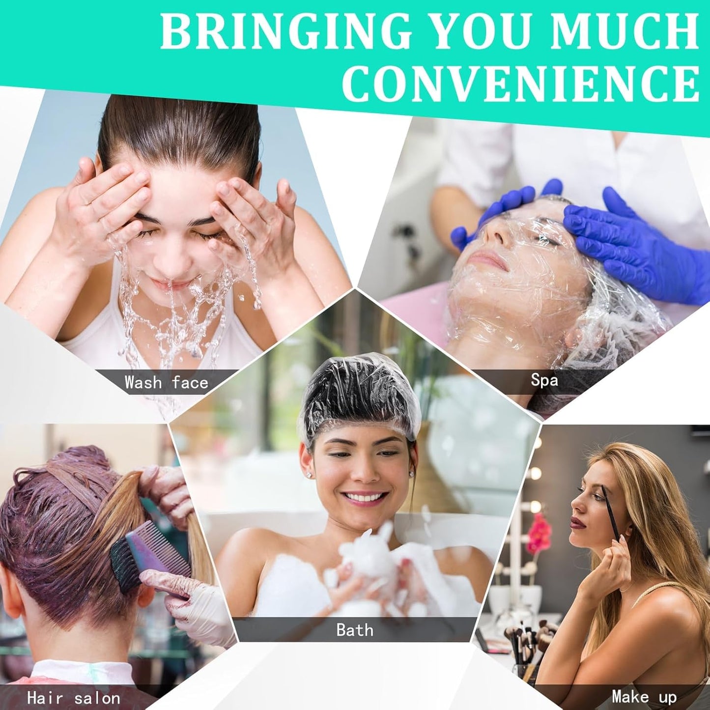 Clear Waterproof Hair Cap - Thick Plastic Bath Cap for Women | Essential Travel Accessory (One Size)