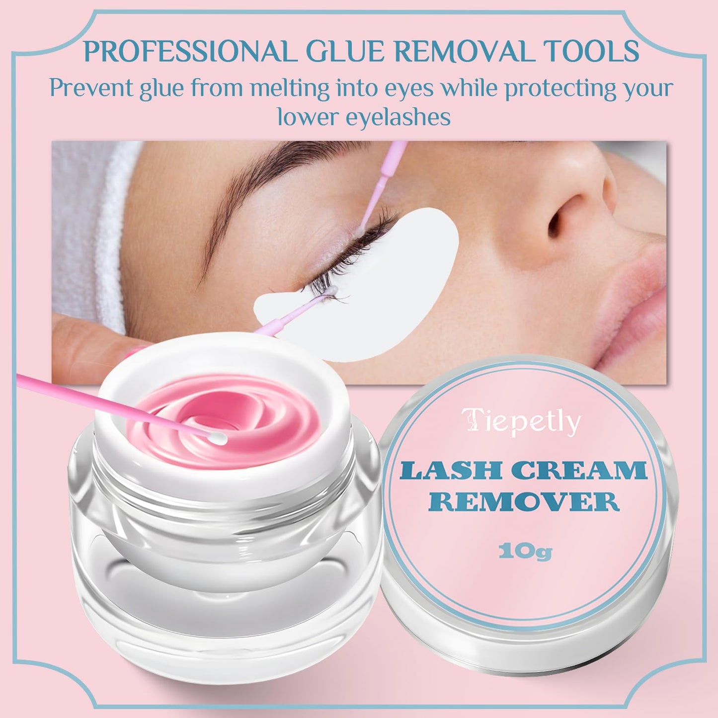 Tiepetly Eyelash Extension Remover 10g, Quick Dissolves Powerful Lash Extension Remover, Low Irritation, No Residual, for Professional or Salon Use