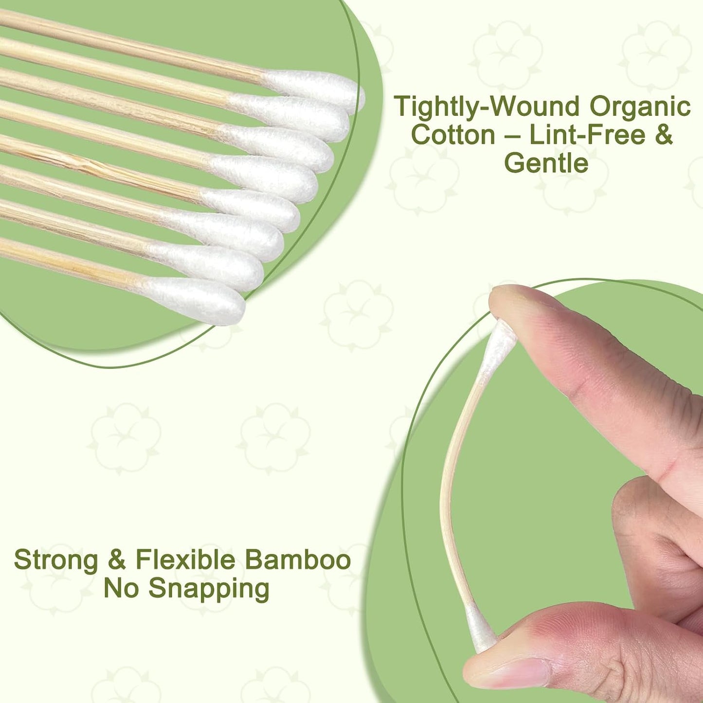 Bamboo Cotton Swabs - Biodegradable Double-Tipped Applicators for Makeup & Personal Care | 1000 Count, Gentle & Absorbent