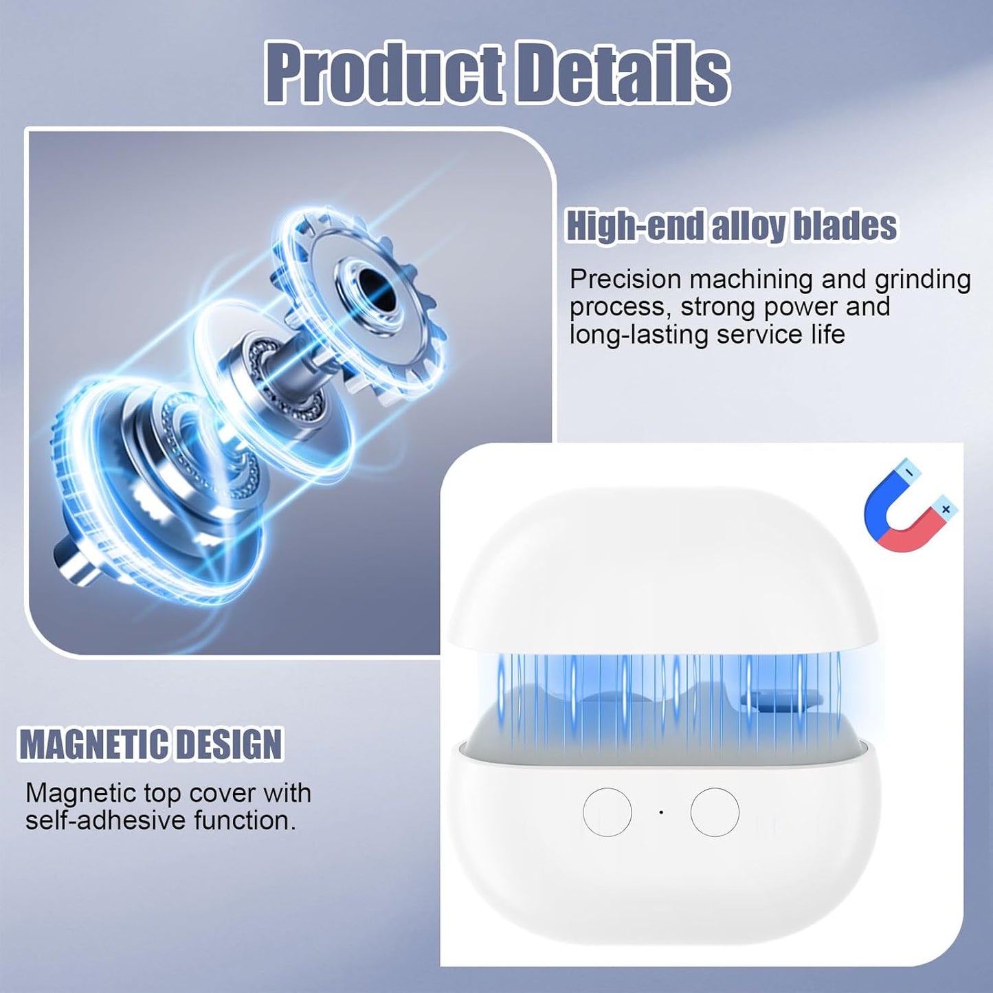 Electric Nail Clipper - 3-in-1 Automatic Trimmer for Seniors & Adults | LED Light & Nail Scraps Storage (White)