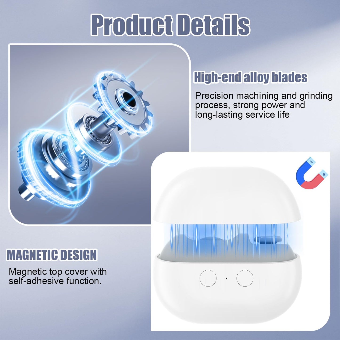 Electric Nail Clipper, Electric Nail Clippers for Seniors & Adults, Baby Electric Nail Trimmer with LED Light & Nail Scraps Storage, 3-in-1 Automatic Nail Clipper for Toenails & Fingernails (White)