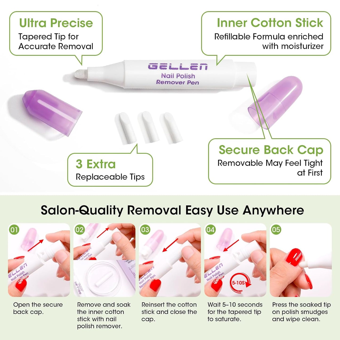 Gellen Jasmine Scent Nail Polish Remover Kit - Gentle Non-Drying Formula with Aloe & Vitamin E | 280ml