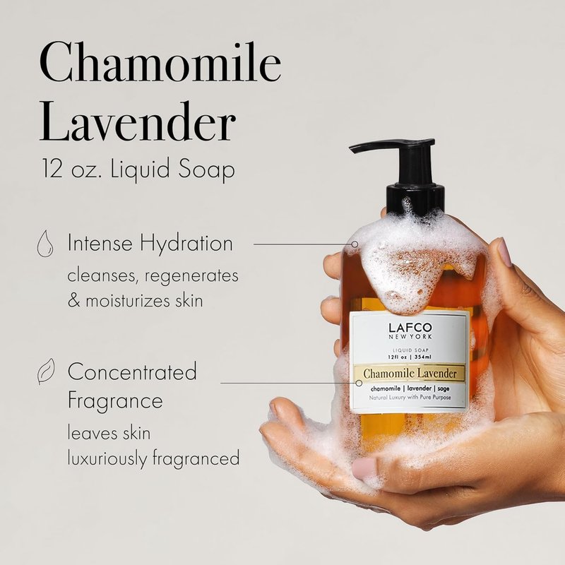 LAFCO New York Liquid Soap - Chamomile Lavender, 12 oz | Regenerates & Moisturizes All Skin Types, Hypoallergenic & Cruelty-Free