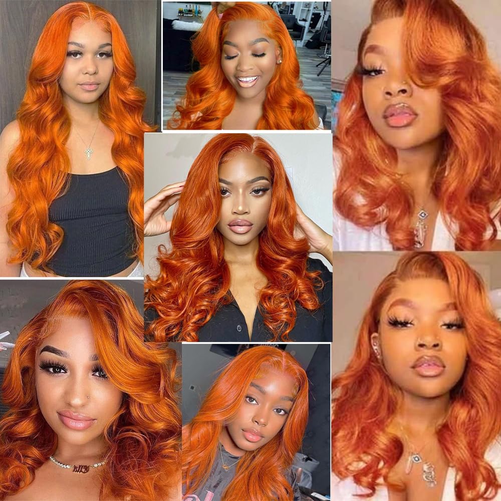 Ginger Bundles Human Hair #350 Body Wave Bundles 14 16 18 inch Ginger Human Hair Bundle Orange Color