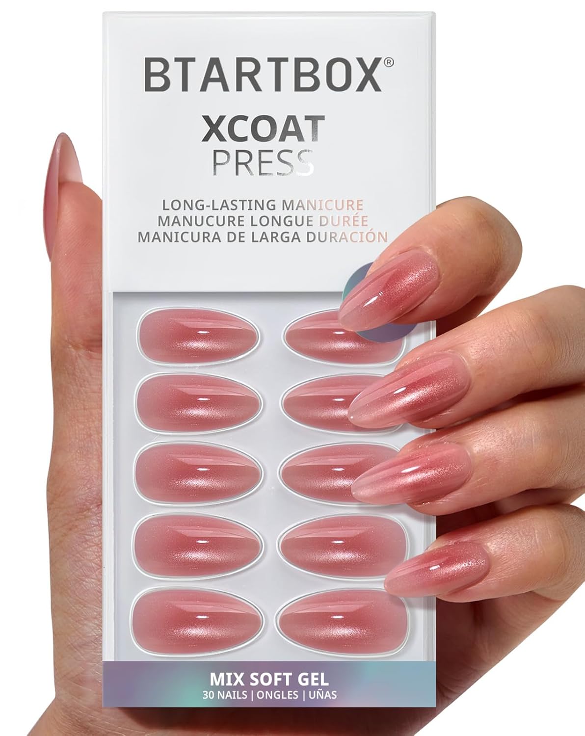 Press On Nails - 3D Butterfly French Tip Almond Design | Opaque Soft Gel, 16 Sizes, 32 Nail Kit