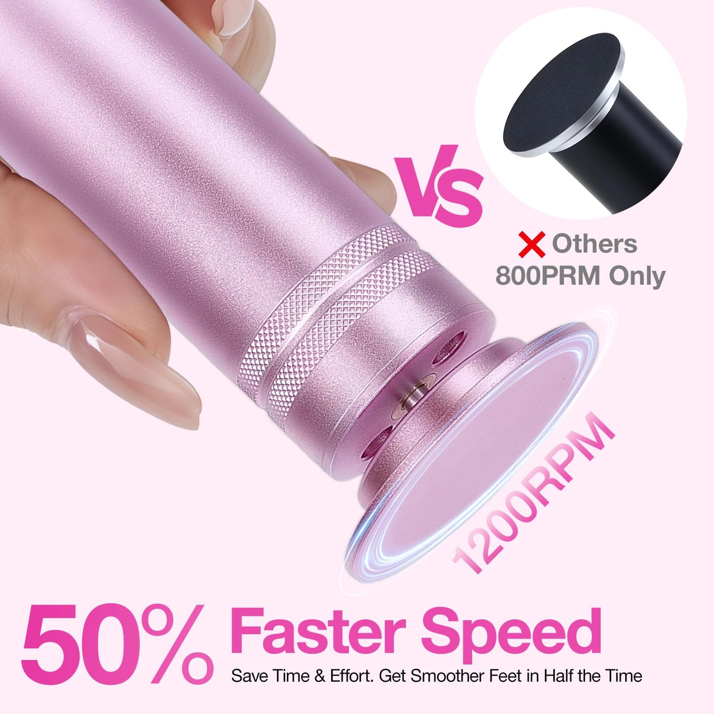 Hocent Upgrade 1200RPM Electric Callus Remover for Feet, Powerful Electric Foot File with 60 Sandpaper Discs, Adjustable Speed, Plug-in Pedicure Tool for Cracked Heels & Dead Skin, Pink