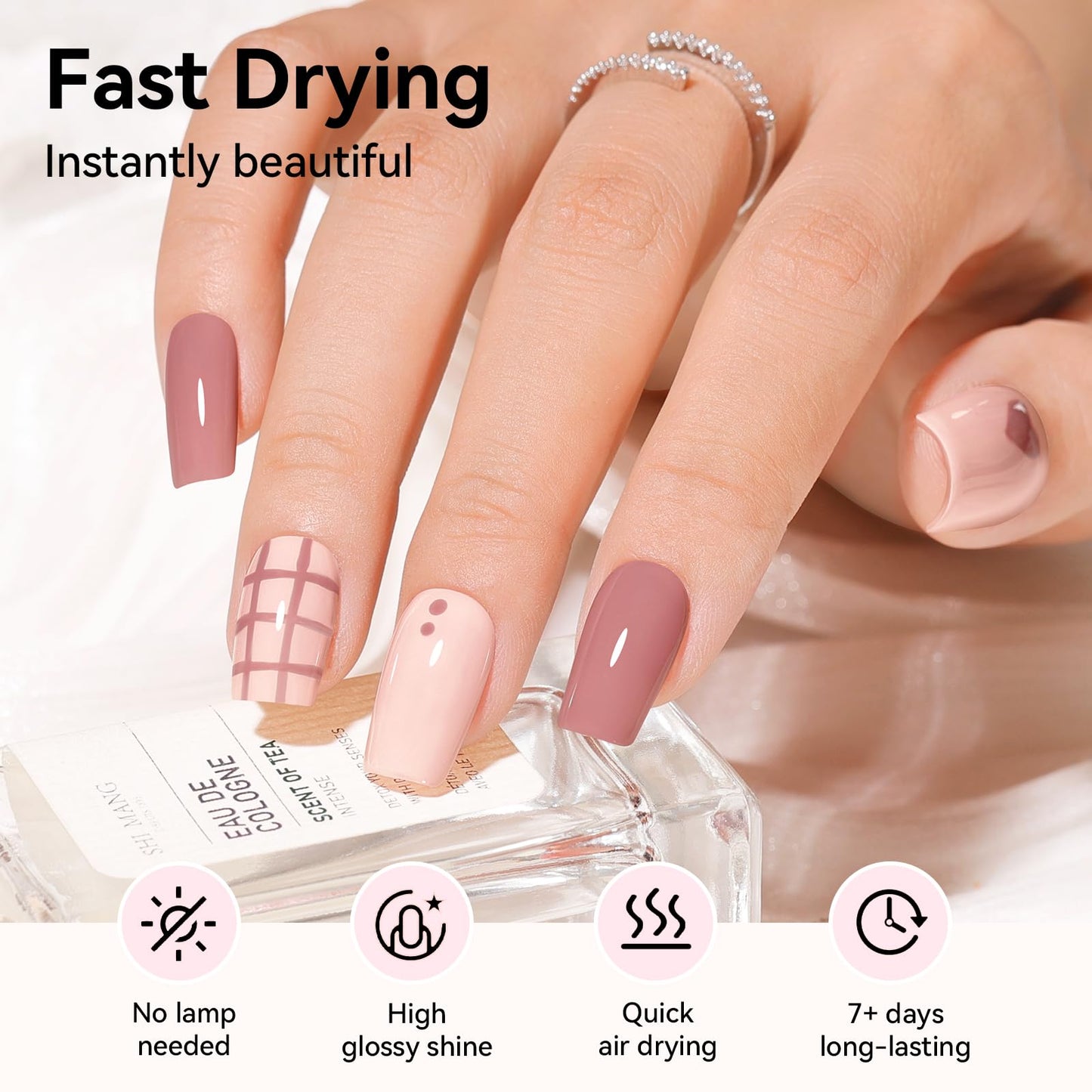 Nailshion Neutral Nail Polish Set, 6 Colors Nude Beige Creamy Dusty Pink Fingernail Polishes All Seasons, Opaque, Rapid Dry Natural Nail Art Manicure Salon DIY at Home Gift for Women