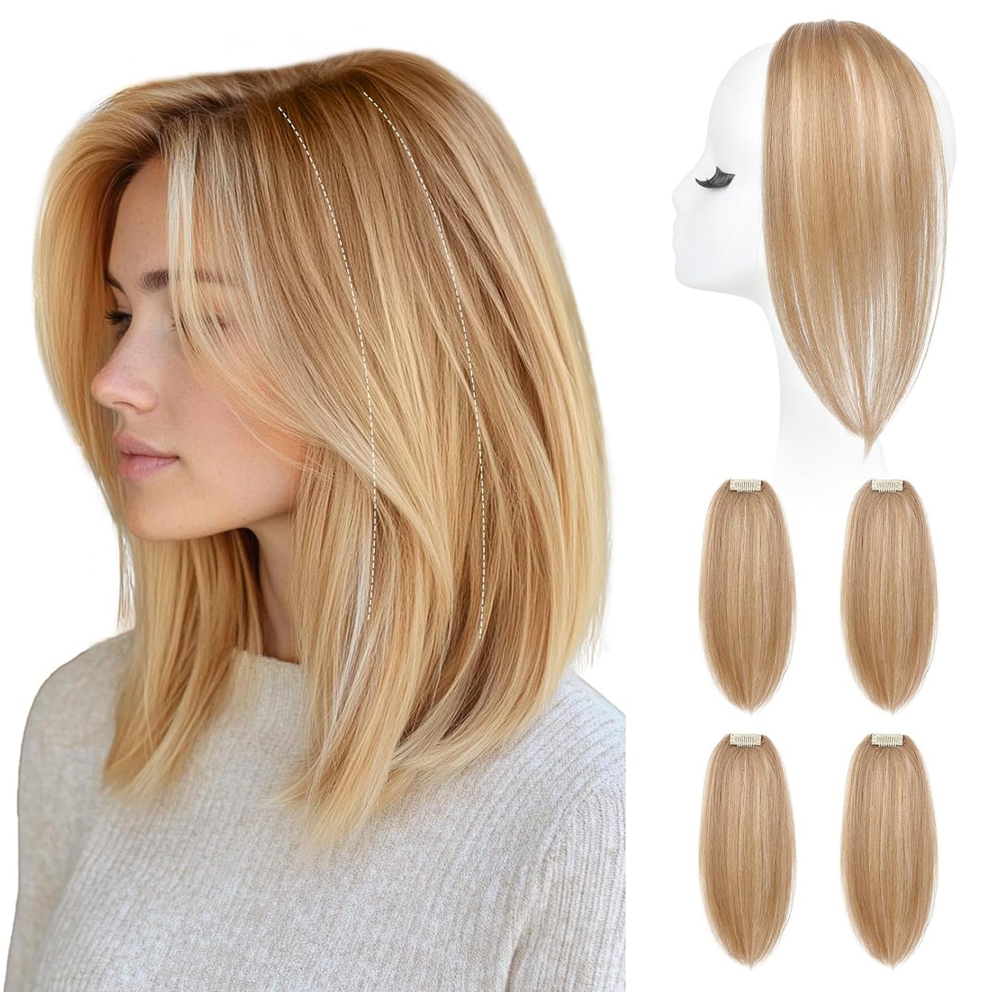 Clip In Hair Volumizer - 12 Inch Thick Hairpieces for Extra Volume | Off Black, 2PCS