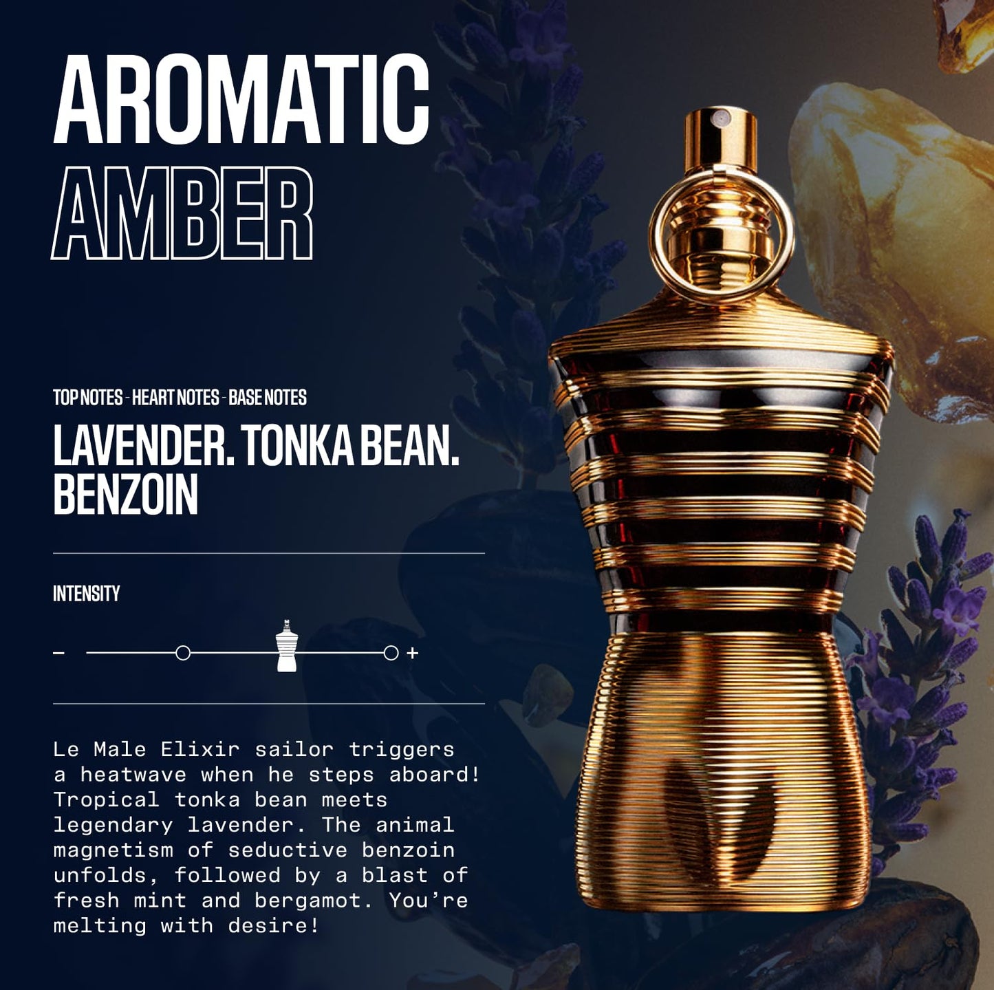 Jean Paul Gaultier Le Male Elixir Parfum - Long-Lasting Woody Aromatic Cologne for Men with Lavender & Tonka Bean | Luxury Fragrance
