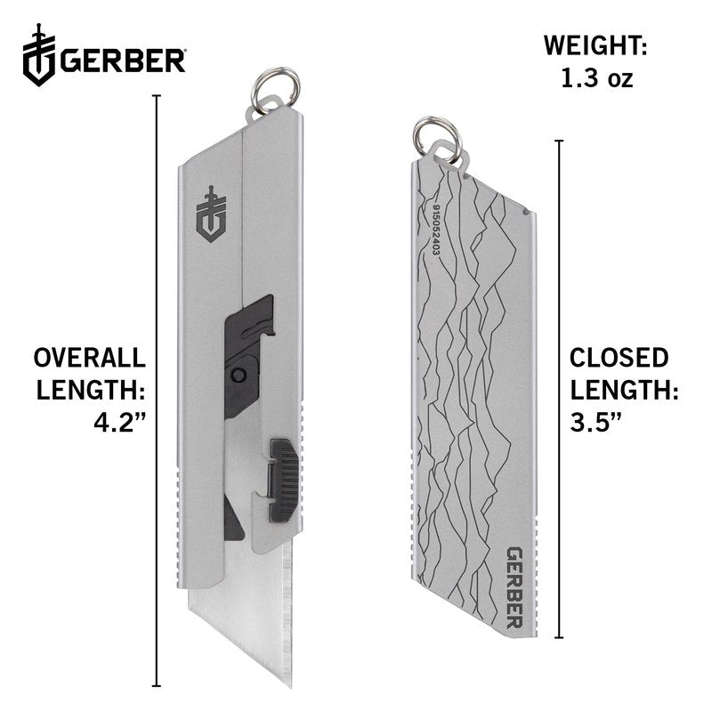Gerber Gear EAB Utility Knife, Clips to Pocket or Keychain with Replaceable Razor Blade for Everyday Carry, EDC Gear with Box Cutter Retractable, Mini Silver
