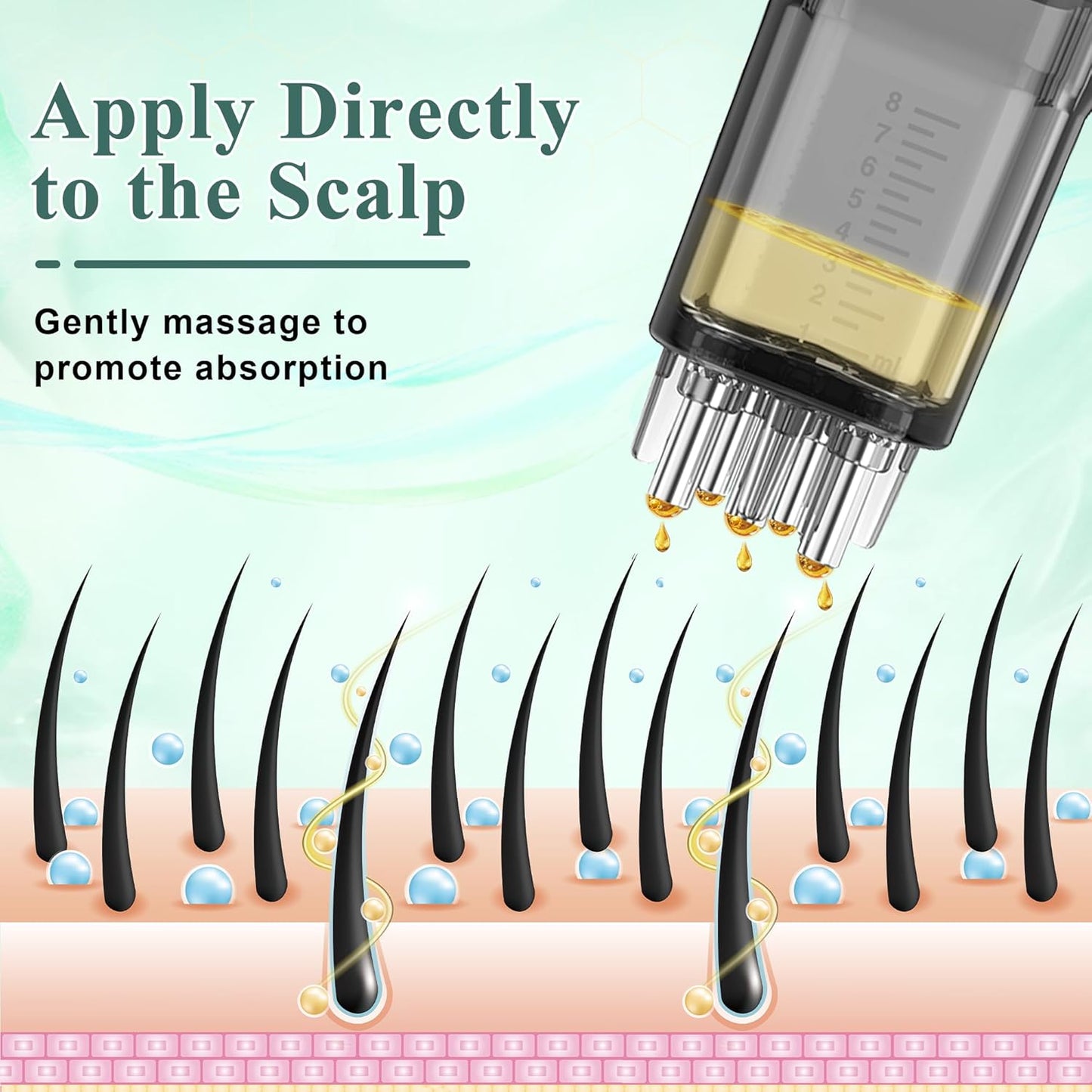 Minoxidil Applicator Set - 2 PCS Scalp Comb with Cleaning Brush & Dropper | Hair Growth Tool