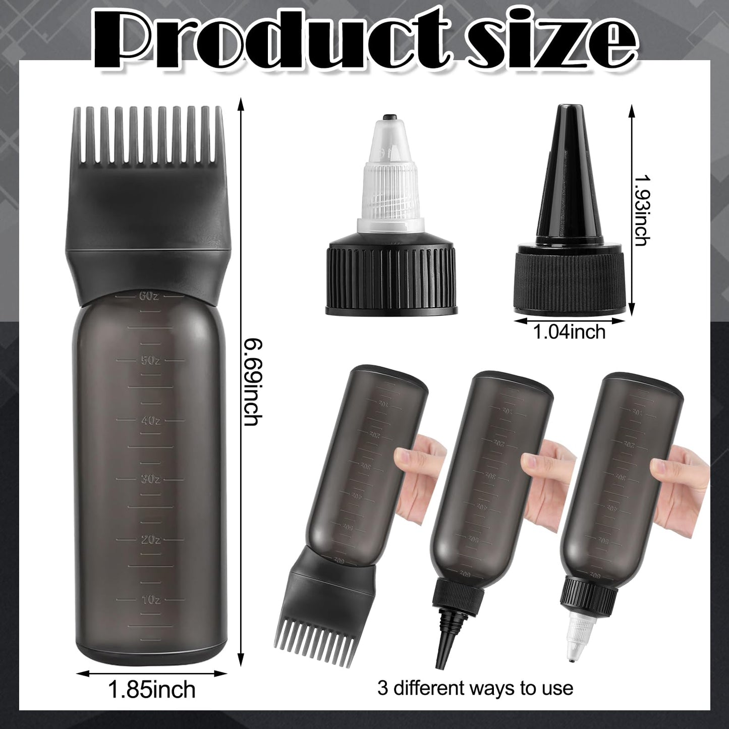 Root Comb Applicator Bottle Oil Applicator for Hair Dye & Scalp, Black