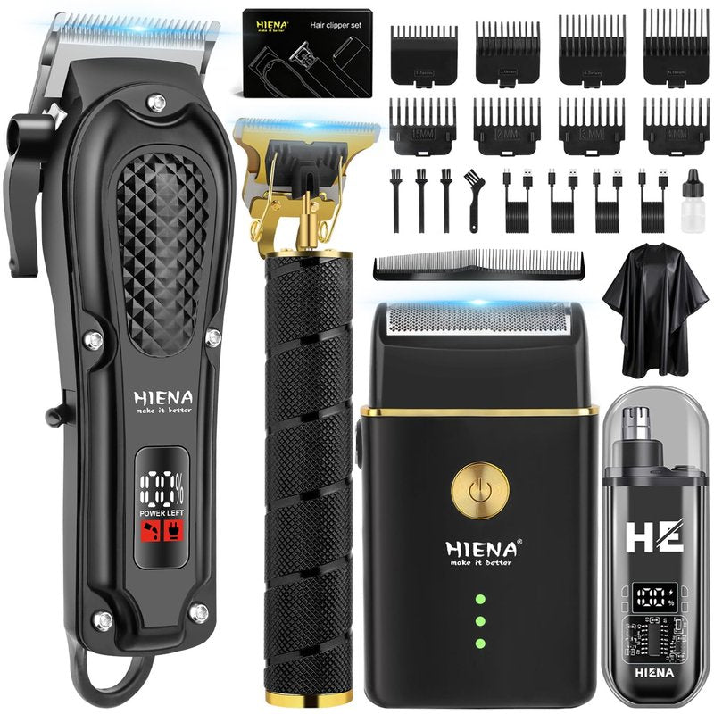 Hair Clippers for Men Professional, Cordless Complete Barber Kit with Electric Hair Clipper T-Blade Beard Trimmer Foil Shaver Nose Trimmer, Men's Hair Cutting Grooming Kit, 8 Guide Combs, Barber/Home