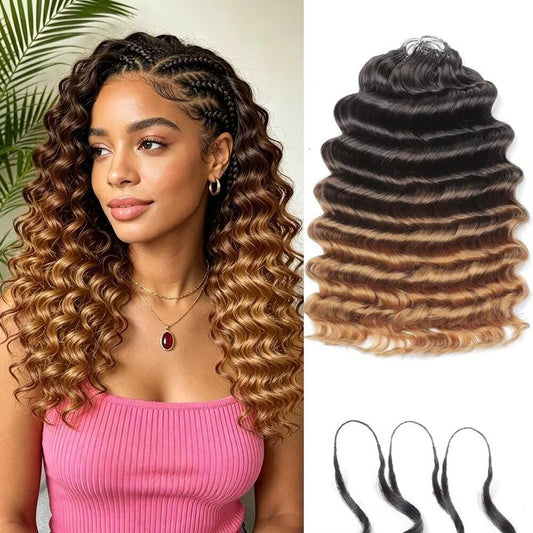 Human Crochet Hair - 22 Inch Deep Ocean Wave Bundles | 120 Strands, 150G, T27#