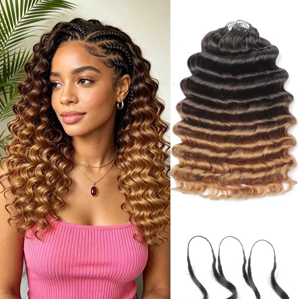 Deep Ocean Wave Crochet Hair - 16 Inch Pre-Separated Human Hair Extensions for Black Women | 300G, T30#