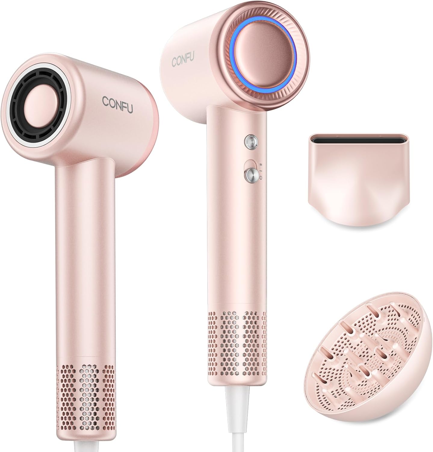 Hair Dryer with Diffuser - Professional Ionic Blow Dryer for Fast Drying | Ideal for Curly Hair & Travel