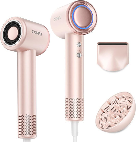 Hair Dryer with Diffuser - Professional Ionic Blow Dryer for Fast Drying | Ideal for Curly Hair & Travel