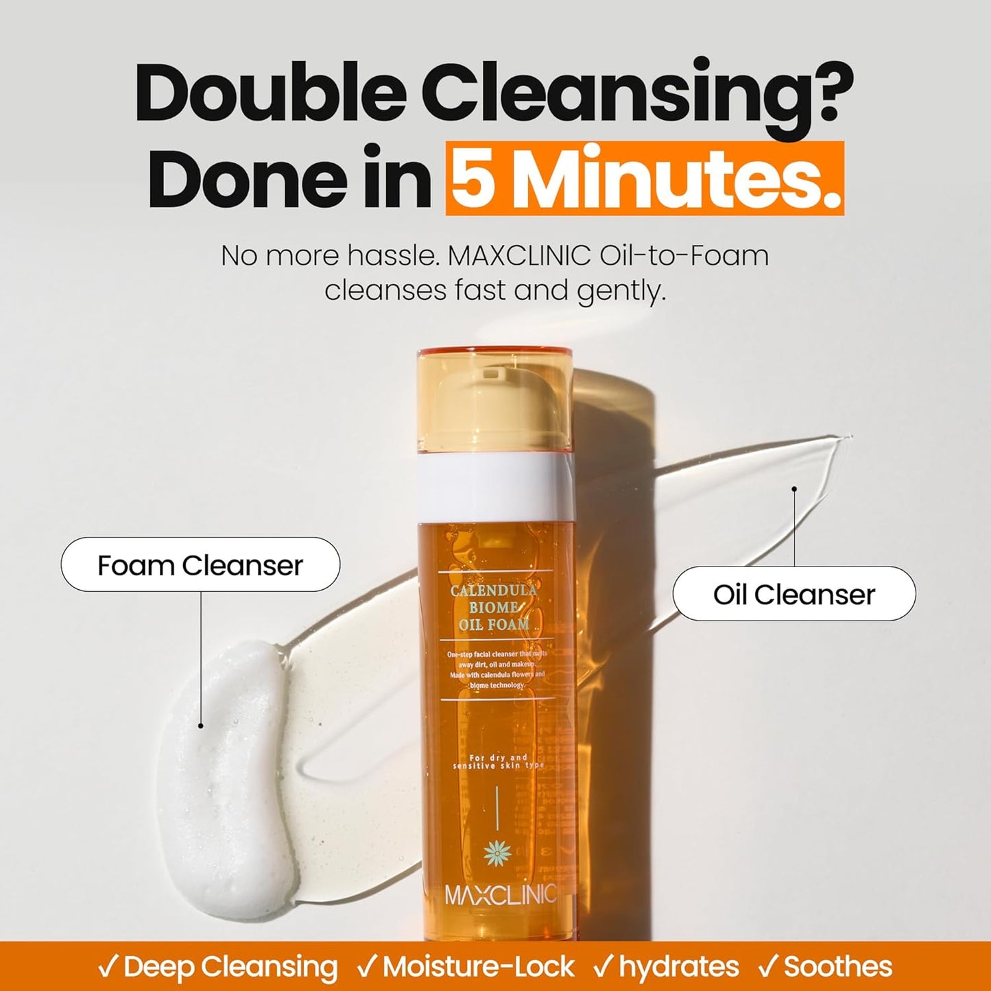 Calendula Biome Oil to Foam | All-in-One Korean Face Wash - Soothing Oil-Based Cleanser for Dry Skin - 3.88 fl oz