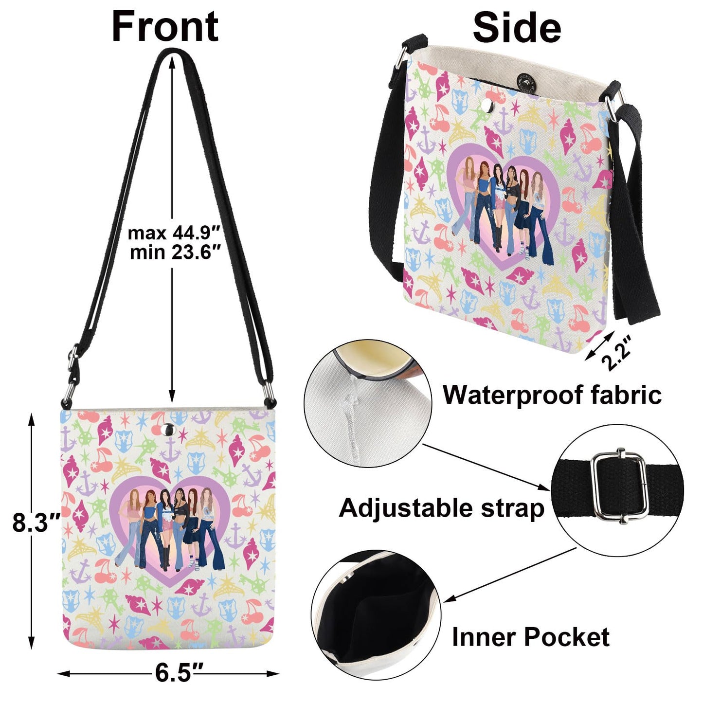 MNIGIU Singer Fans Crossbody Bag Global Group Concert Merch Korea Pop Music Shoulder Bag Band Lover Gift (Global Group CB)
