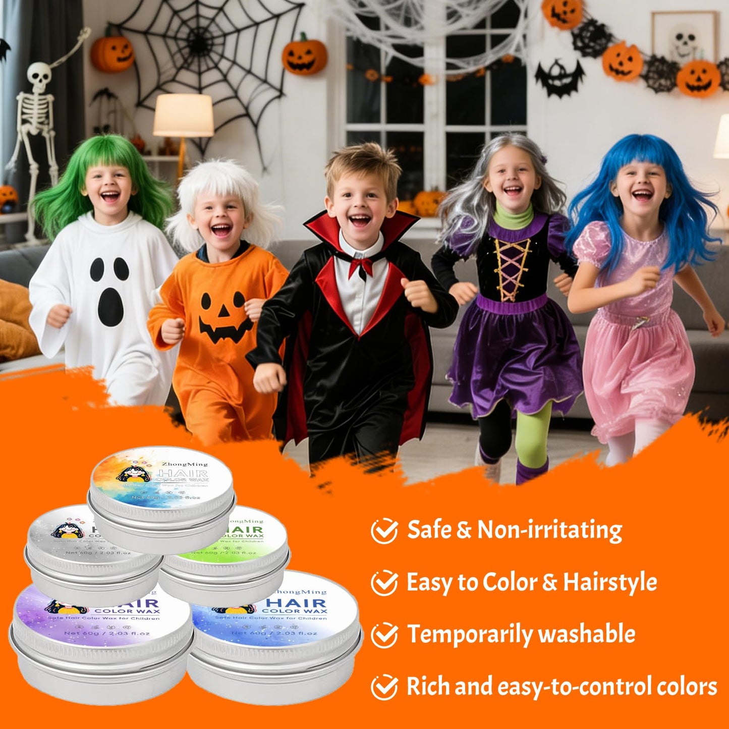 Temporary Hair Dye Wax for Kids, Natural Instant Hair Color Wax Pomades, Hair Styling Clay for Party, Cosplay, Halloween, Christmas (Purple)