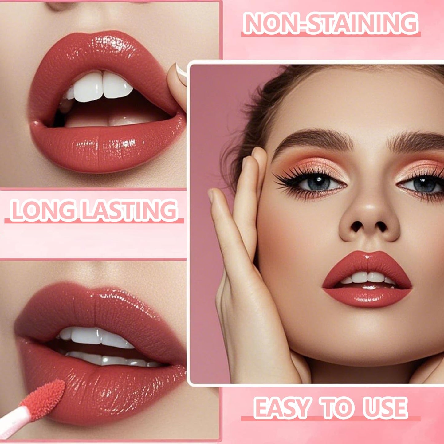 Eakroo 6 Colors Lip Tint Stain Mini Liquid Lipstick, Lip Stain Long Lasting Waterproof, Lip Stain, Korean Lip Tint, Lip Gloss, Cute Stuff, Korean Makeup, Lip Makeup, Non-Stick Cup, Vivid Color