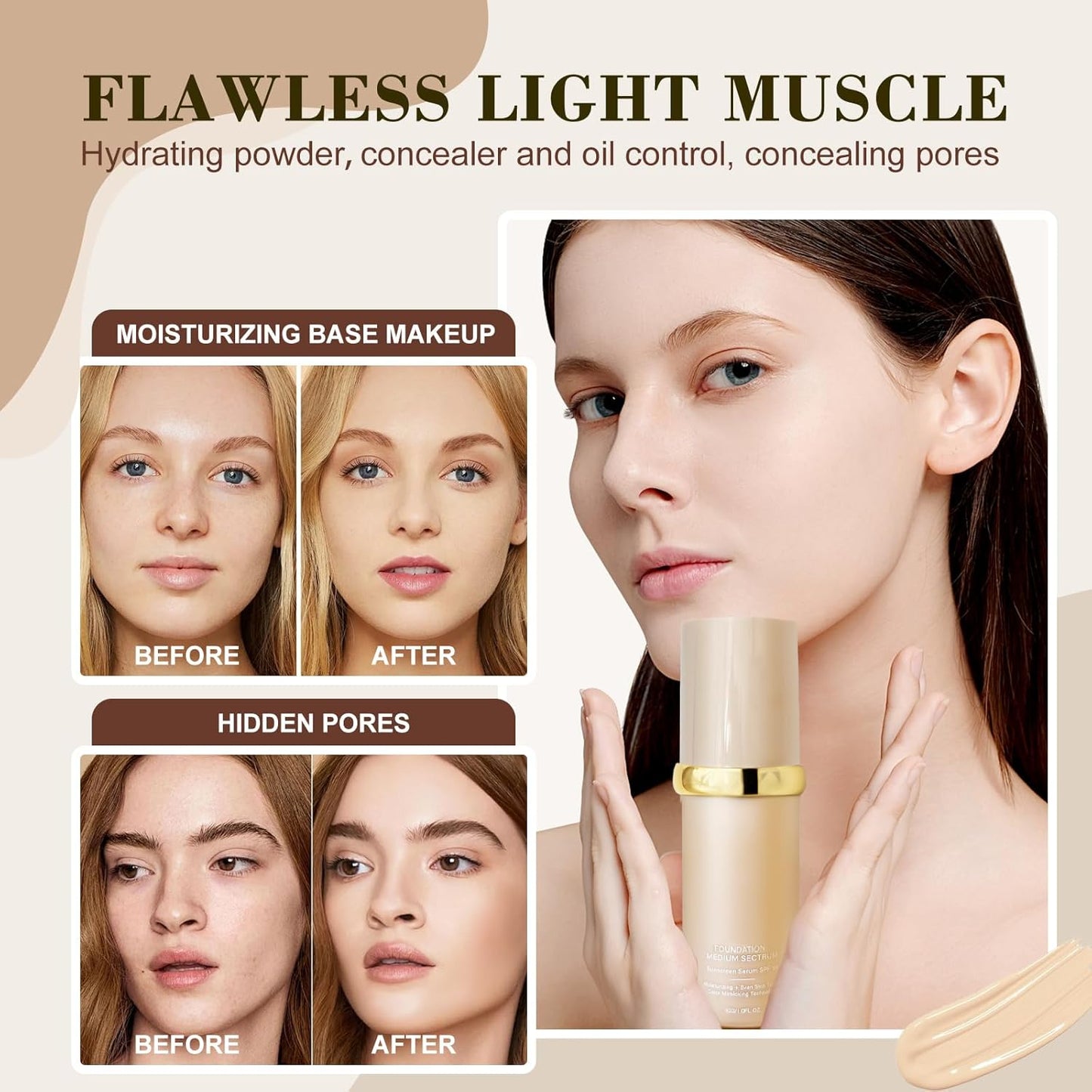 Ultrablend 4 In 1 Foundation - Skin-Matching Liquid Makeup with SPF 50 | Waterproof Formula