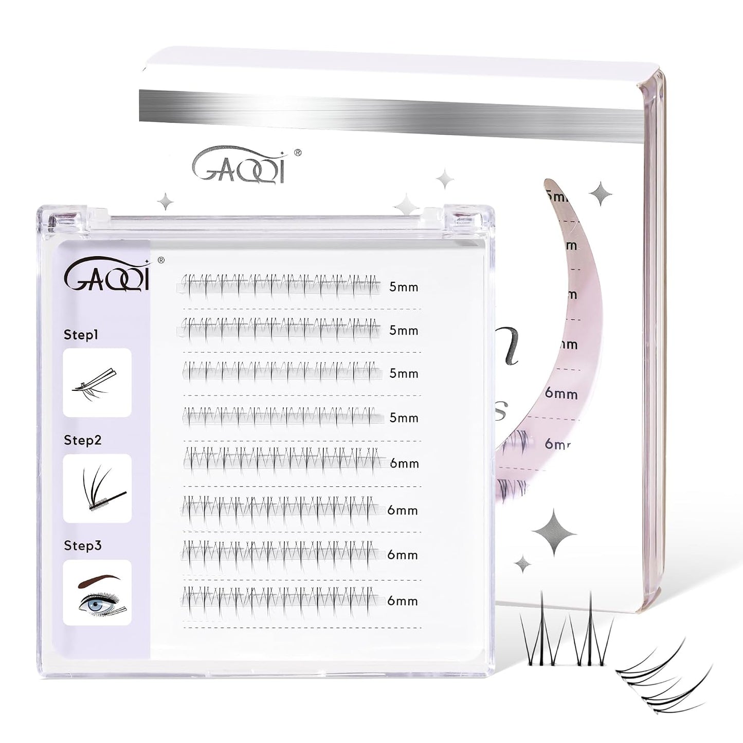 Natural Bottom Lash Clusters - DIY Clear Band Eyelashes for Soft, Comfortable Daily Wear | 5mm & 6mm, 48pcs